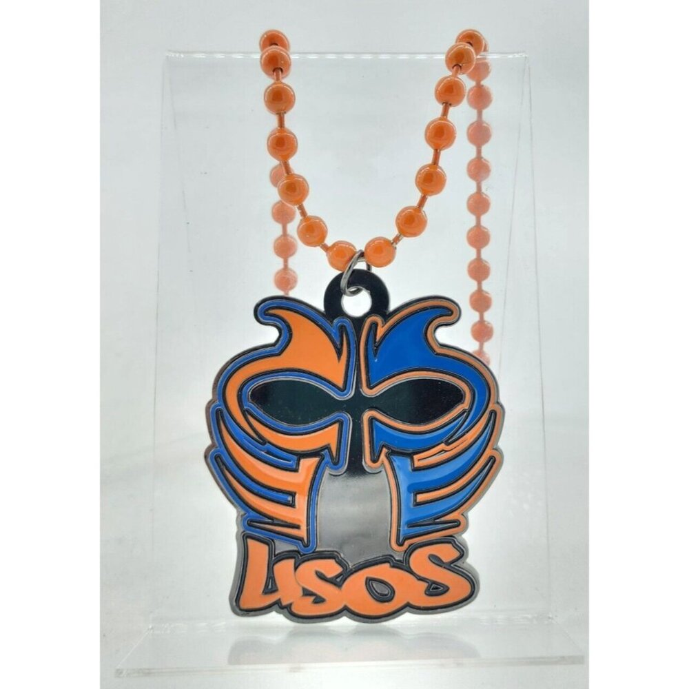 WWE 2014 Authentic Usos Pendant Necklace Orange Metal Beads Chain "Yeet"‎